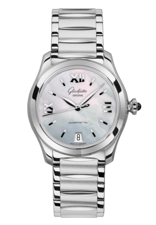 Glashuette Original Lady Serenade 36 mm Mother-Of-Pearl Silver Dial Stainless Steel Stainless Steel 1-39-22-08-02-34