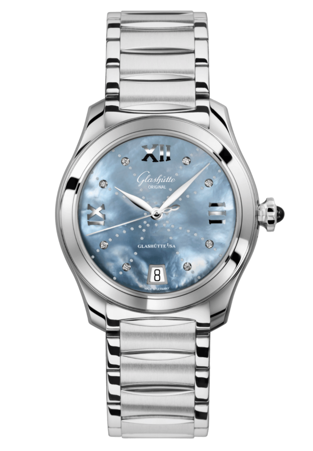 Glashuette Original Lady Serenade 36 mm Mother-Of-Pearl Blue Dial Stainless Steel Stainless Steel 1-39-22-11-02-34