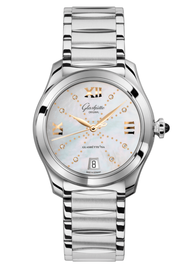 Glashuette Original Lady Serenade 36 mm Mother-Of-Pearl White Dial Stainless Steel Stainless Steel 1-39-22-12-02-34