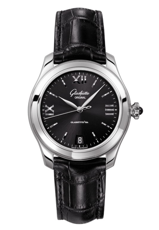 Glashuette Original Lady Serenade 36 mm Galvanized Black Dial Stainless Steel Stainless Steel 1-39-22-20-02-04