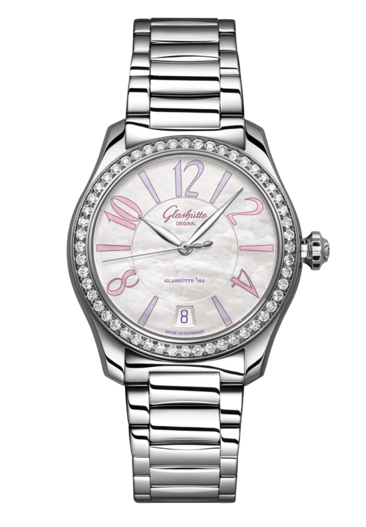 Glashuette Original Lady Serenade 36 mm Mother-Of-Pear White Dial Stainless Steel Stainless Steel 1-39-22-22-22-70