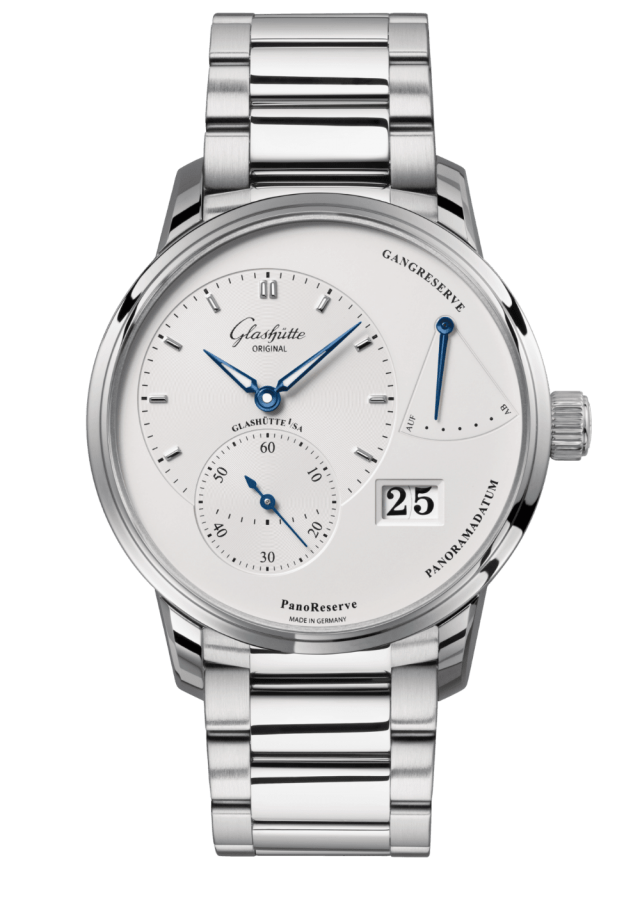 Glashuette Original PanoReserve 40 mm Silver Galvanized Dial Stainless Steel Stainless Steel 1-65-01-22-12-71