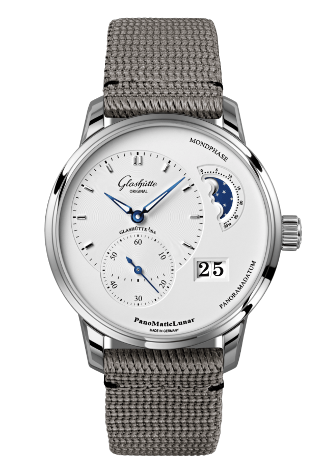 Glashuette Original Panomaticlunar 40 mm Silver Galvanized Dial Stainless Steel Synthetic 1-90-02-42-32-66