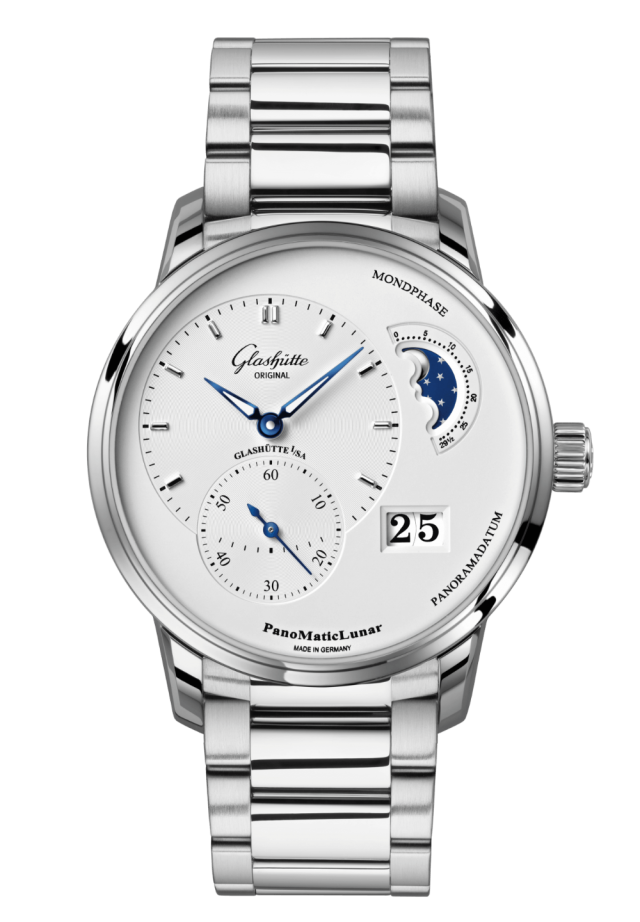 Glashuette Original Panomaticlunar 40 mm Silver Galvanized Dial Stainless Steel Stainless Steel 1-90-02-42-32-71