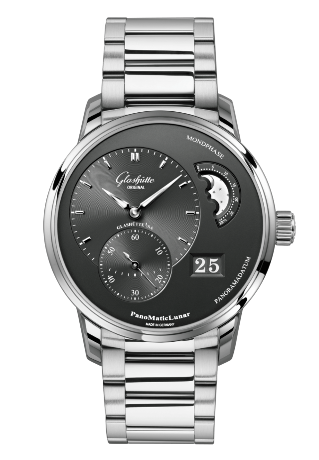 Glashuette Original PanoMaticLunar 40 mm Galvanized Ruthenium Dial Stainless Steel Stainless Steel 1-90-02-43-32-71