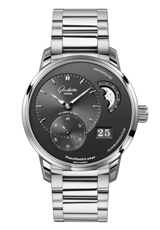 Glashuette Original PanoMaticLunar 40 mm Galvanized Ruthenium Dial Stainless Steel Stainless Steel 1-90-02-43-32-71