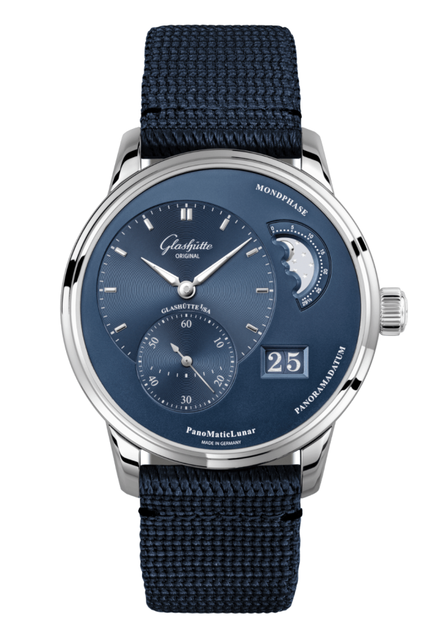 Glashuette Original PanoMaticLunar 40 mm Radiant Blue Dial Stainless Steel Synthetic 1-90-02-46-32-64