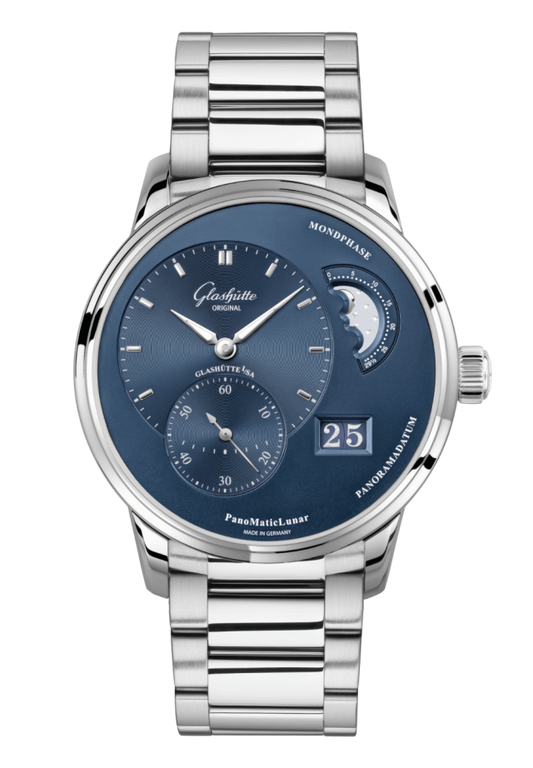 Glashuette Original PanoMaticLunar 40 mm Radiant Blue Dial Stainless Steel Stainless Steel 1-90-02-46-32-71