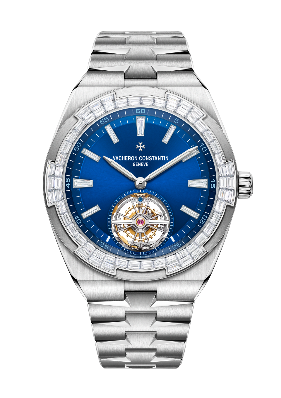 Vacheron Constantin Overseas tourbillon high jewellery 42.5 mm Blue Dial with Diamonds White Gold Bracelet 6007V/210G-B955