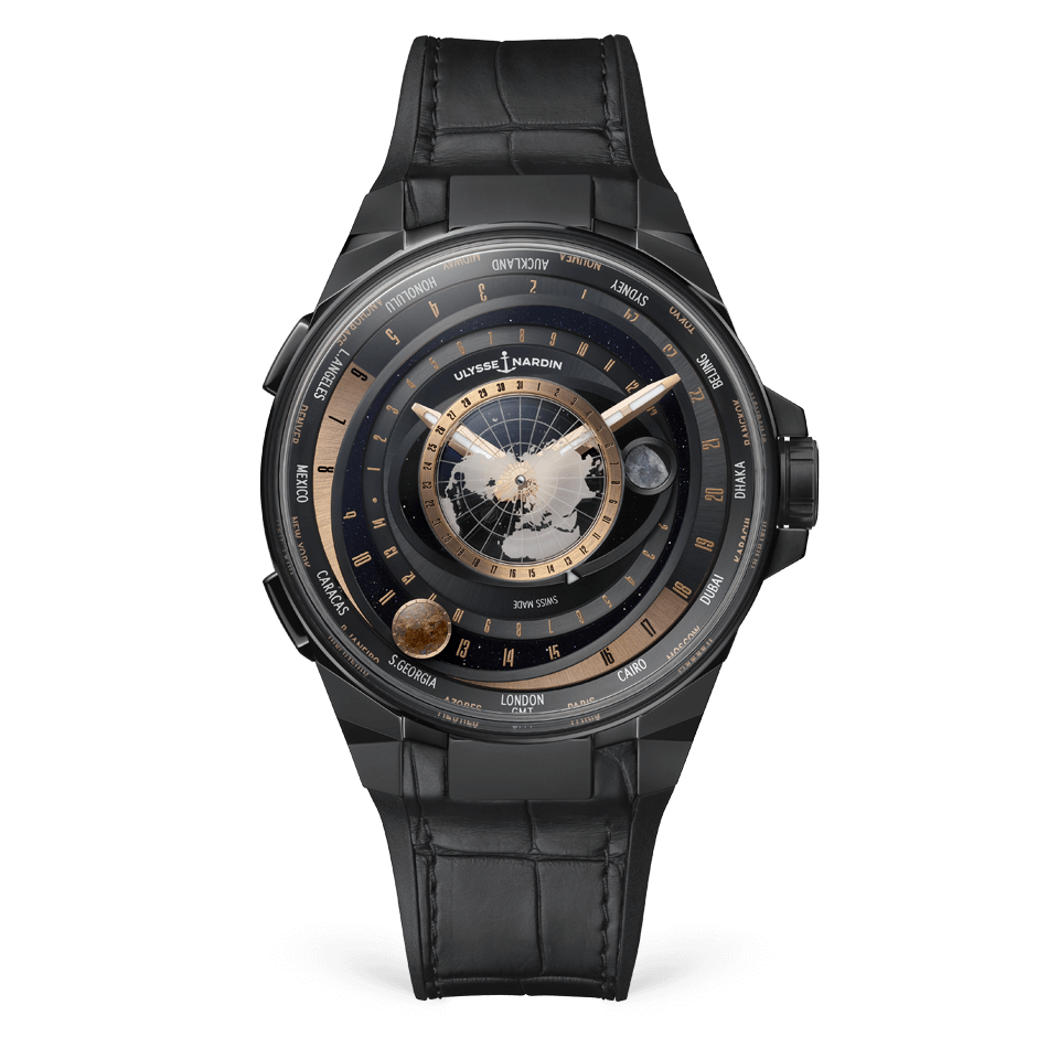 Ulysse Nardin Blast Moonstruck 45 mm Black Dial Titanium & Ceramic Alligator Leather Strap 1063-400-2A/1A