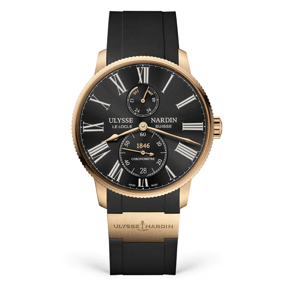 Ulysse Nardin Marine Torpilleur 42 mm Black Dial 18k Rose Gold Rubber Strap 1182-310-3/42