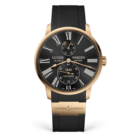 Ulysse Nardin Marine Torpilleur 42 mm Black Dial 18k Rose Gold Rubber Strap 1182-310-3/42