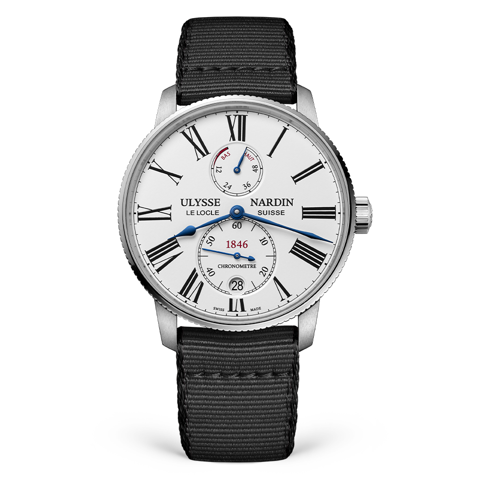 Ulysse Nardin Marine Torpilleur 42 mm Silver Dial Stainless Steel Fabric Strap 1183-310-0A/0A