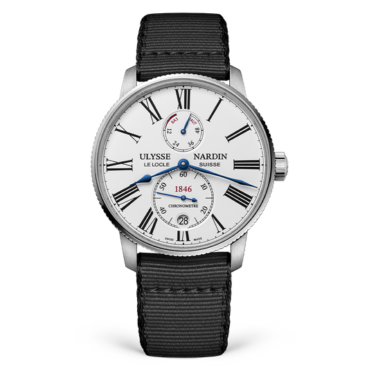 Ulysse Nardin Marine Torpilleur 42 mm Silver Dial Stainless Steel Fabric Strap 1183-310-0A/0A