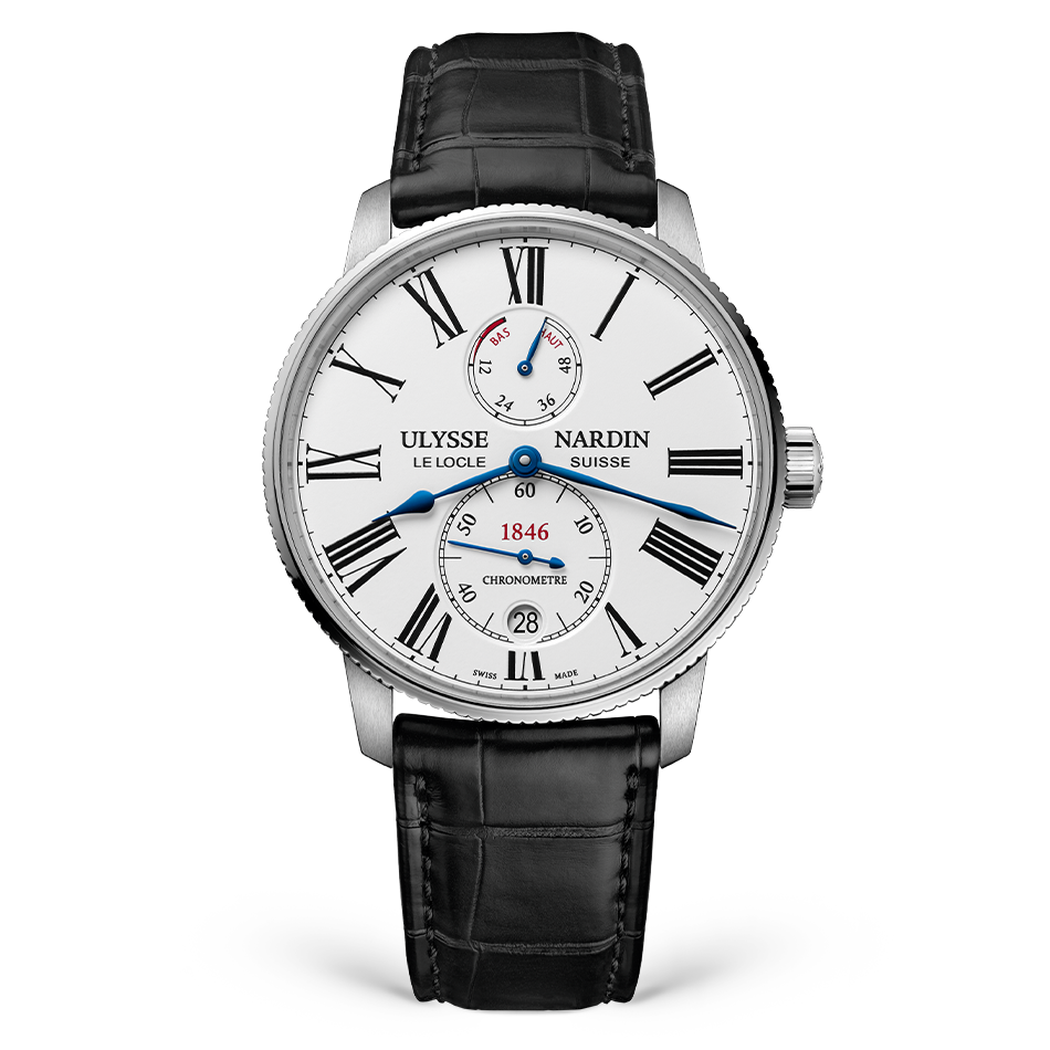 Ulysse Nardin Marine Torpilleur 42 mm Silver Dial Stainless Steel Leather Strap 1183-310/40