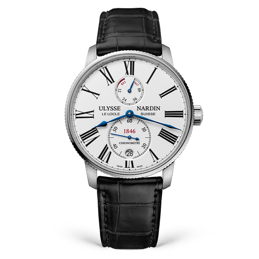 Ulysse Nardin Marine Torpilleur 42 mm Silver Dial Stainless Steel Leather Strap 1183-310/40