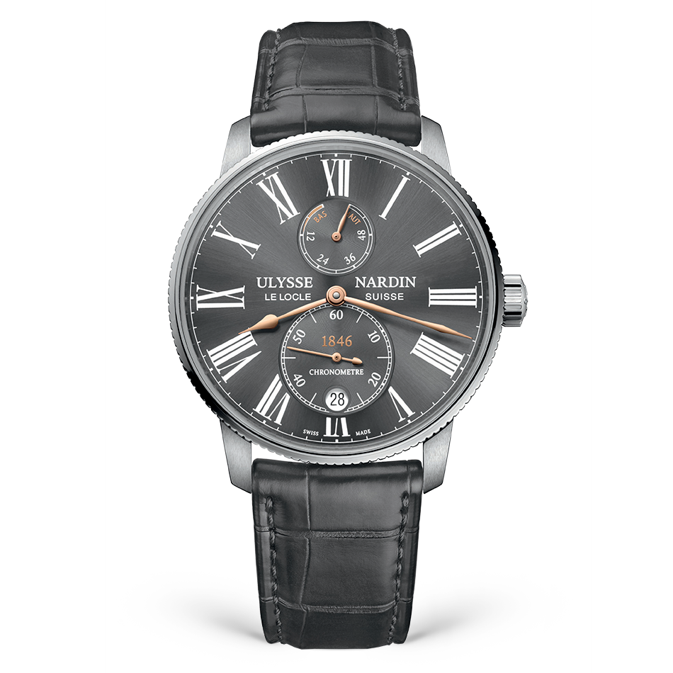 Ulysse Nardin Marine Torpilleur 42 mm Dark Grey Dial Stainless Steel Leather Strap 1183-310/42-BQ