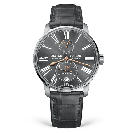 Ulysse Nardin Marine Torpilleur 42 mm Dark Grey Dial Stainless Steel Leather Strap 1183-310/42-BQ