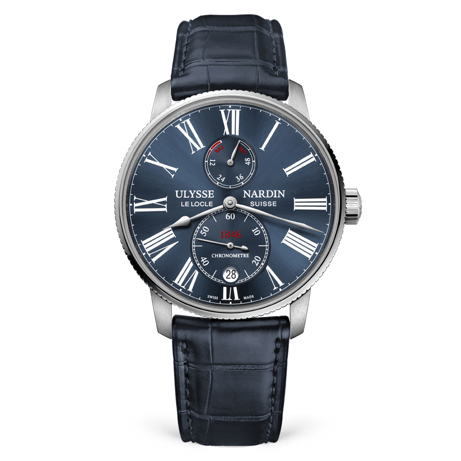 Ulysse Nardin Marine Torpilleur 42 mm Blue Dial Stainless Steel Leather Strap 1183-310/43