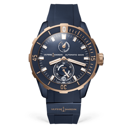 Ulysse Nardin Diver 44 mm Dark Blue Dial Titanium and 18k Rose Gold Rubber Strap 1185-170-3/BLUE