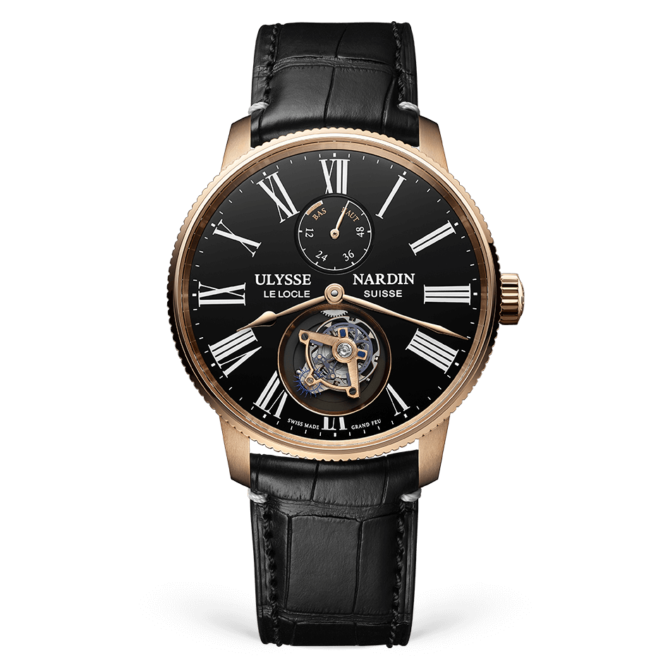 Ulysse Nardin Torpilleur Tourbillon 42 mm Black Dial 18k Rose Gold Leather Strap 1282-310LE-2AE-175/1A