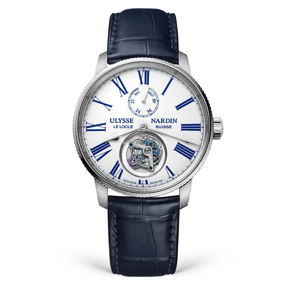 Ulysse Nardin Torpilleur Tourbillon 42 mm White Dial White Gold Leather Strap 1283-310-0AE/1A