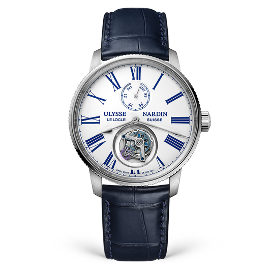 Ulysse Nardin Torpilleur Tourbillon 42 mm White Dial White Gold Leather Strap 1283-310-0AE/1A