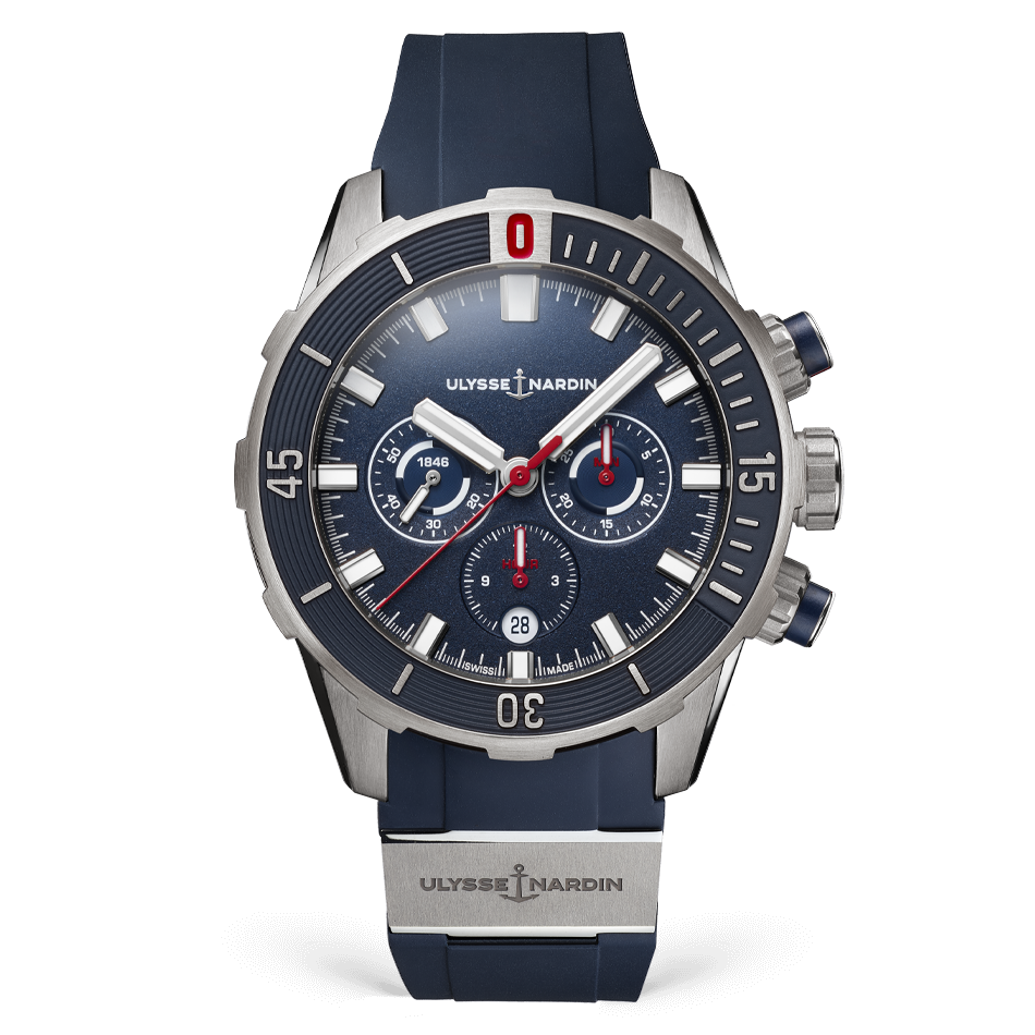 Ulysse Nardin Diver Chronograph 44 mm Dark Blue Dial Titanium Rubber Strap 1503-170-3/93