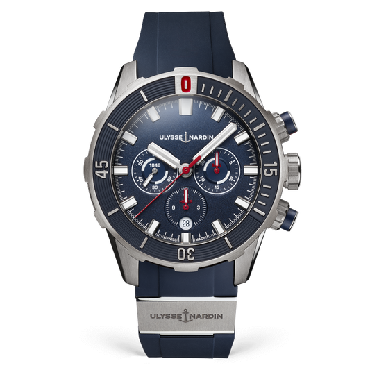 Ulysse Nardin Diver Chronograph 44 mm Dark Blue Dial Titanium Rubber Strap 1503-170-3/93