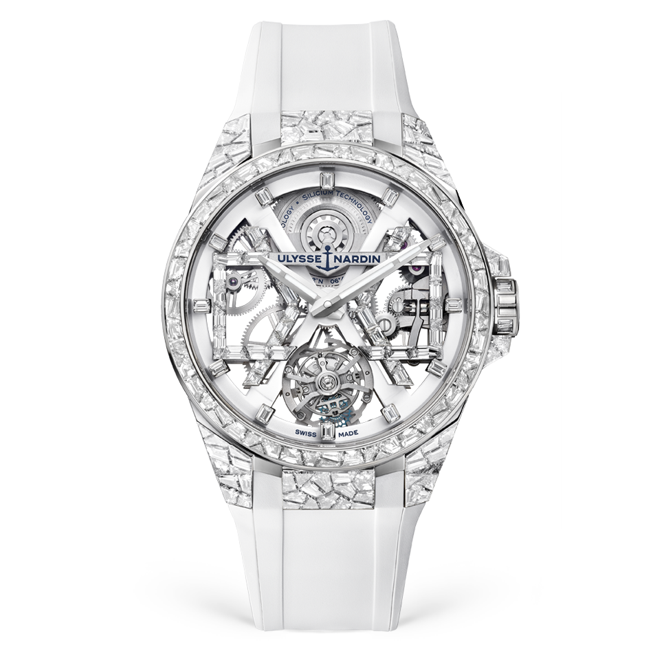 Ulysse Nardin Blast Tourbillon 45 mm Silver Dial with Diamonds White Gold Rubber Strap 1720-400BLE-3A/00