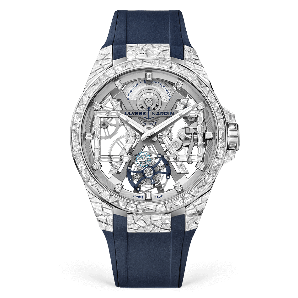 Ulysse Nardin Blast Tourbillon 45 mm Silver Dial with Diamonds White Gold Rubber Strap 1720-400BLE-3A/01