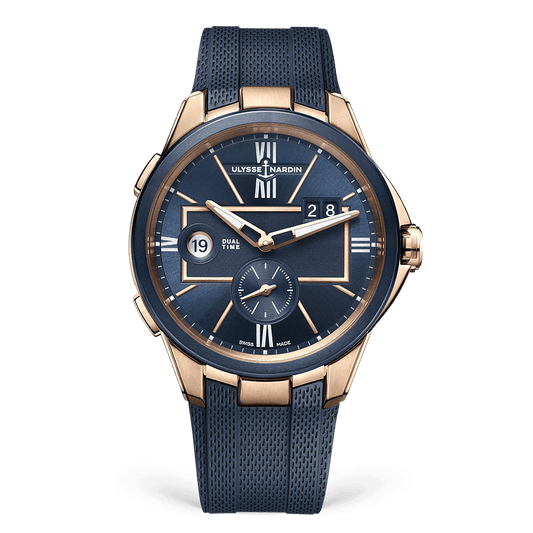 Ulysse Nardin Blast Dual Time 42 mm Blue Dial 18k Rose Gold Rubber Strap 242-20-3/43