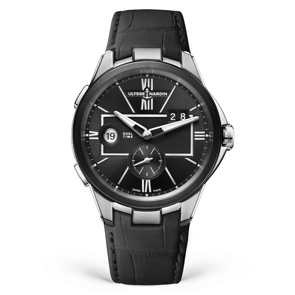 Ulysse Nardin Blast Dual Time 42 mm Black Dial Stainless Steel Leather Strap 243-20/42