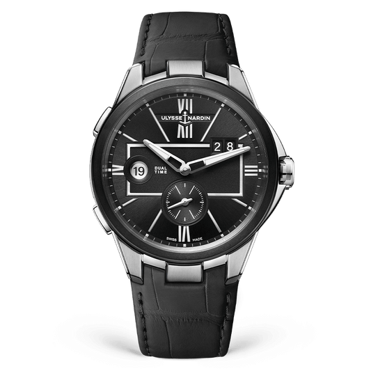 Ulysse Nardin Blast Dual Time 42 mm Black Dial Stainless Steel Leather Strap 243-20/42