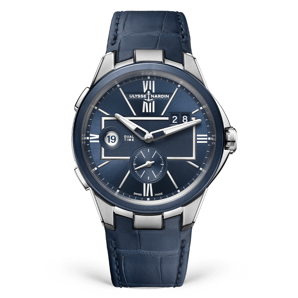 Ulysse Nardin Blast Dual Time 42 mm Blue Dial Stainless Steel Leather Strap 243-20/43