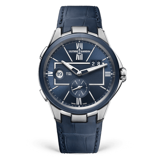 Ulysse Nardin Blast Dual Time 42 mm Blue Dial Stainless Steel Leather Strap 243-20/43