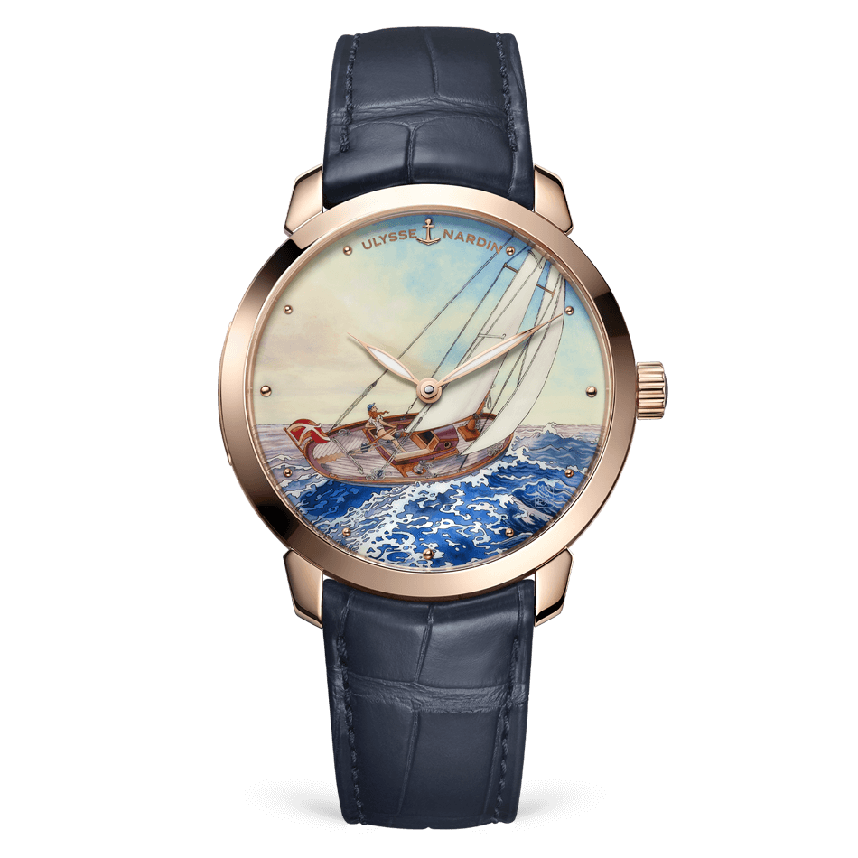 Ulysse Nardin Classico Manara Manufacture 40 mm Ocean Blue Dial 18k Rose Gold Leather Strap 3202-136LE-2/MANARA.01