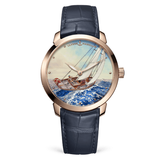 Ulysse Nardin Classico Manara Manufacture 40 mm Ocean Blue Dial 18k Rose Gold Leather Strap 3202-136LE-2/MANARA.01