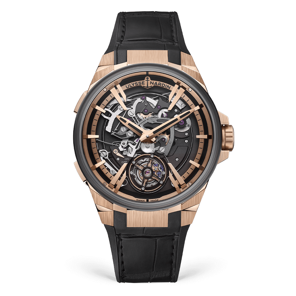 Ulysse Nardin Blast Hourstriker 45 mm Black Dial 18k Rose Gold & Titanium Leather Strap 6215-400/02