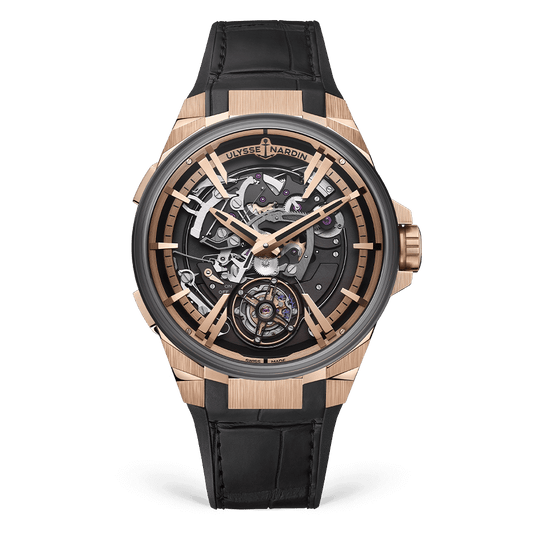 Ulysse Nardin Blast Hourstriker 45 mm Black Dial 18k Rose Gold & Titanium Leather Strap 6215-400/02