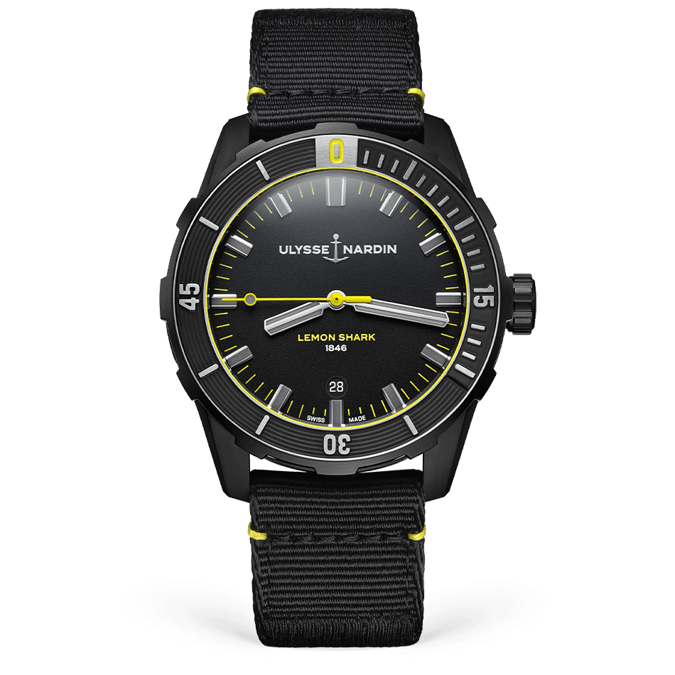 Ulysse Nardin Diver Lemon Shark 42 mm Black Dial Stainless Steel Fabric Strap 8163-175LE/92-LEMONSHARK