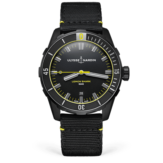 Ulysse Nardin Diver Lemon Shark 42 mm Black Dial Stainless Steel Fabric Strap 8163-175LE/92-LEMONSHARK