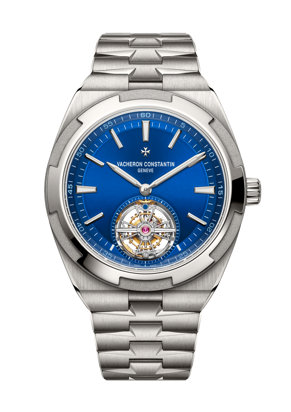 Vacheron Constantin Overseas tourbillon 42.5 mm Blue Dial Titanium Bracelet 6000V/210T-H032