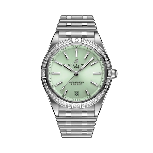 Breitling Chronomat Automatic 36 36 mm Light Green Dial Stainless Steel (Gem-Set) Bracelet A10380591L1A1