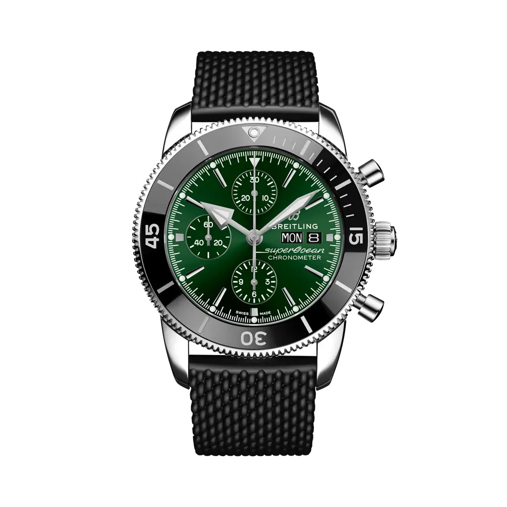 Breitling Superocean Heritage Chronograph 44 mm Green Dial Stainless Steel Rubber Black Strap A13313121L1S1