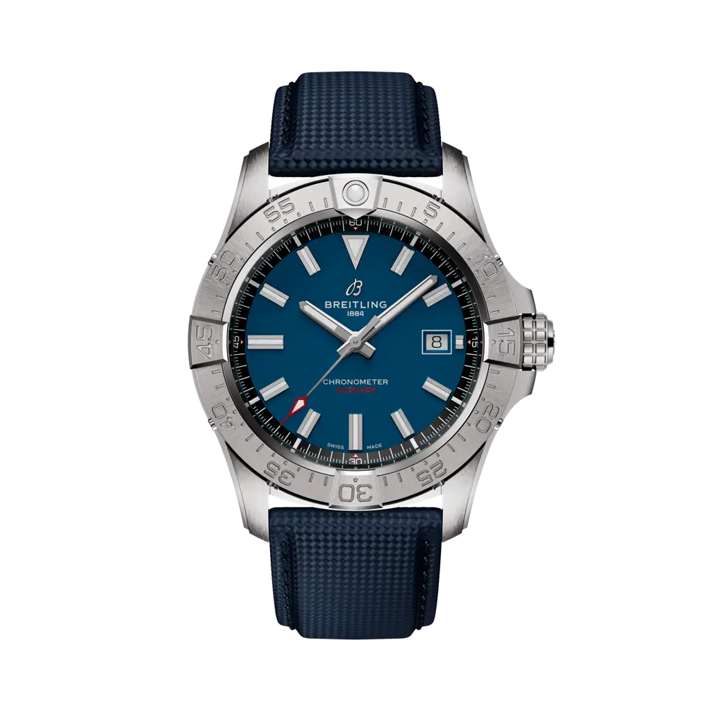 Breitling Avenger Automatic 42 mm Blue Dial Stainless Steel Calfskin Leather Blue Strap A17328101C1X1