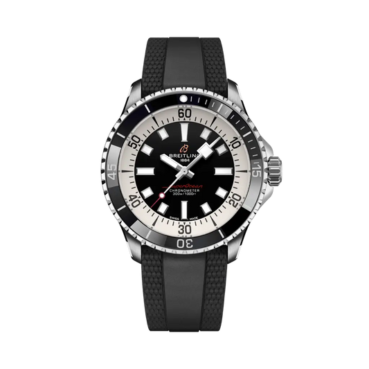 Breitling Superocean Automatic 42 mm Black And White Dial Stainless Steel Rubber Black Strap A17375211B1S1