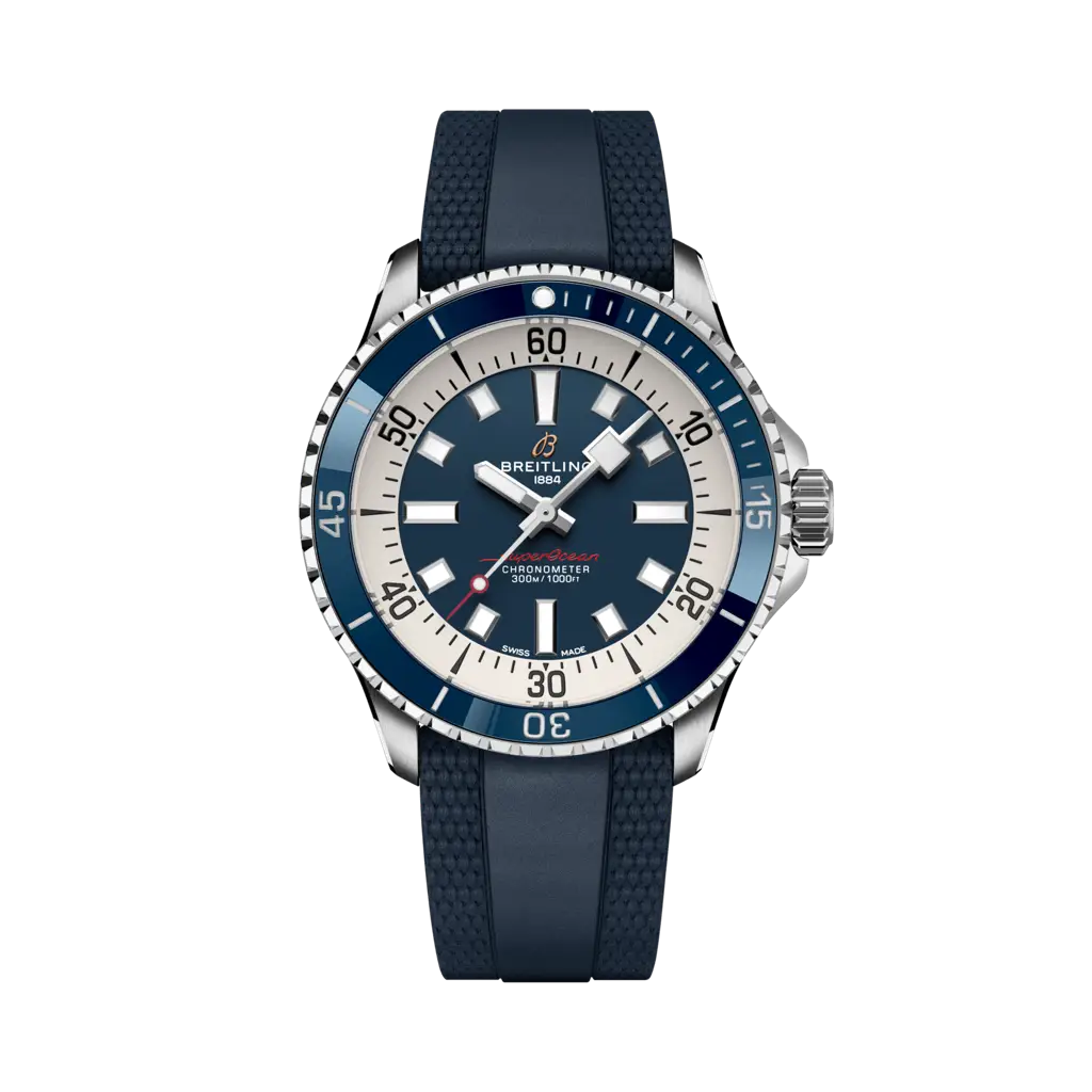 Breitling Superocean Automatic  42 mm Blue Dial Stainless Steel Blue Rubber Strap A17375E71C1S1