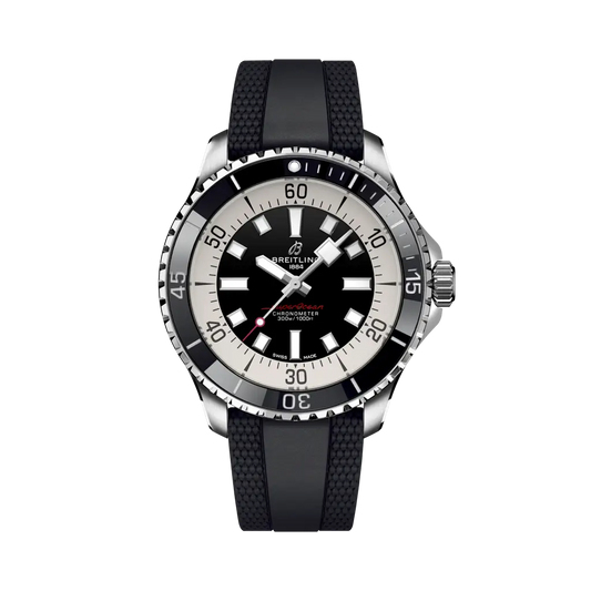 Breitling Superocean Automatic 44 mm  White And Black Dial Stainless Steel Rubber Black Strap A17376211B1S1