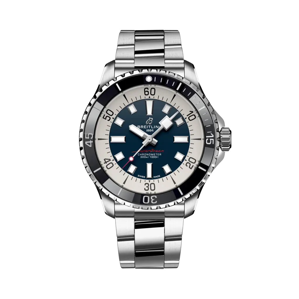 Breitling Superocean Automatic 44 mm  White And Blue Dial Stainless Steel Bracelet A17376211C1A1